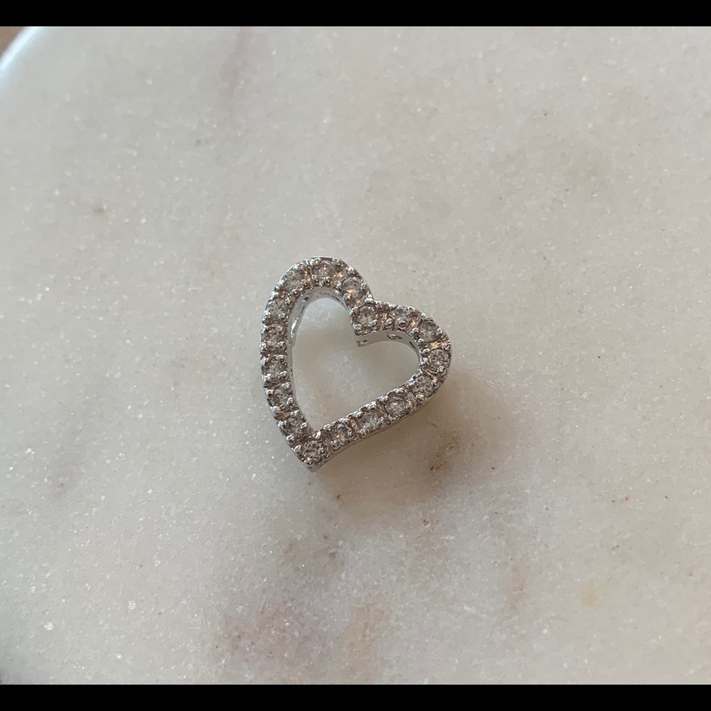 Clear Crystal Silver Heart Pendant NWOT